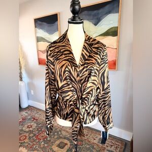 Jones New York Zebra Print Blouse - Black and Gold